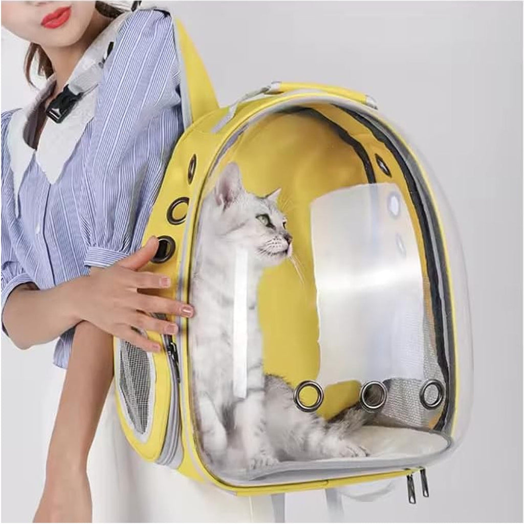 Backpack Pet Carriers,cat backpack carrier,Large Space Bubble Pet Backpack for Small Medium Dogs and Cats,Traveler Bubble Backpack Pet Carrier,Yellow