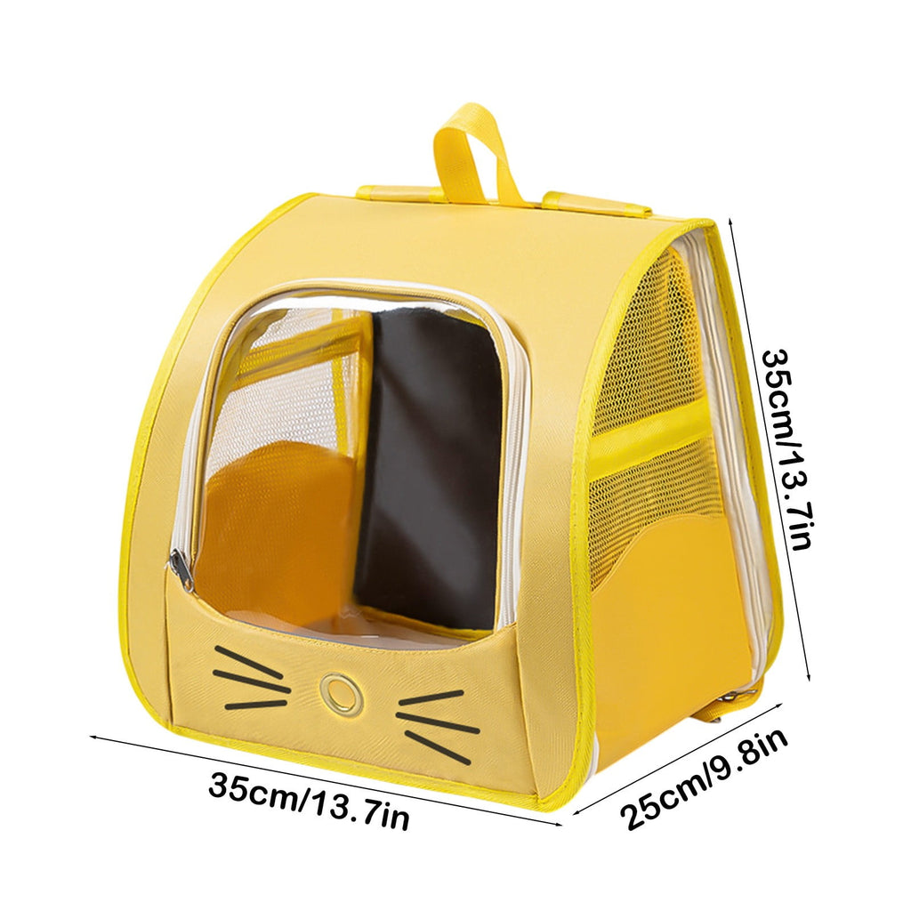 Cat Carrier Backpack Ventilated Mesh Pet Backpack for Medium Cat Transparent & Foldable for Travel Hiking