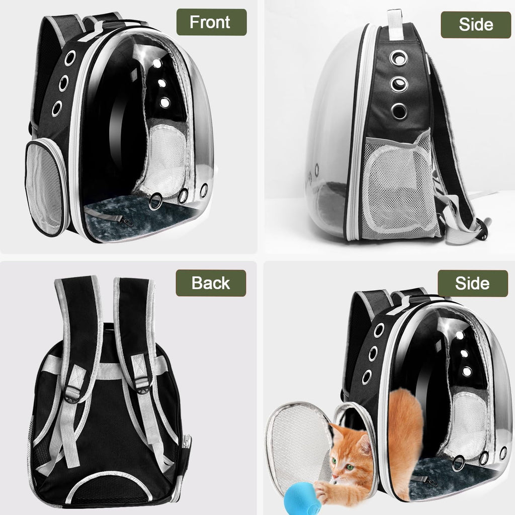 Pet Carrier Backpack/Bubble Carrying Bag for Small Medium Dogs Cats, Space Capsule Pet Carrier for Hiking, Travel, Airline Approved Cat Travel Carrier- Black