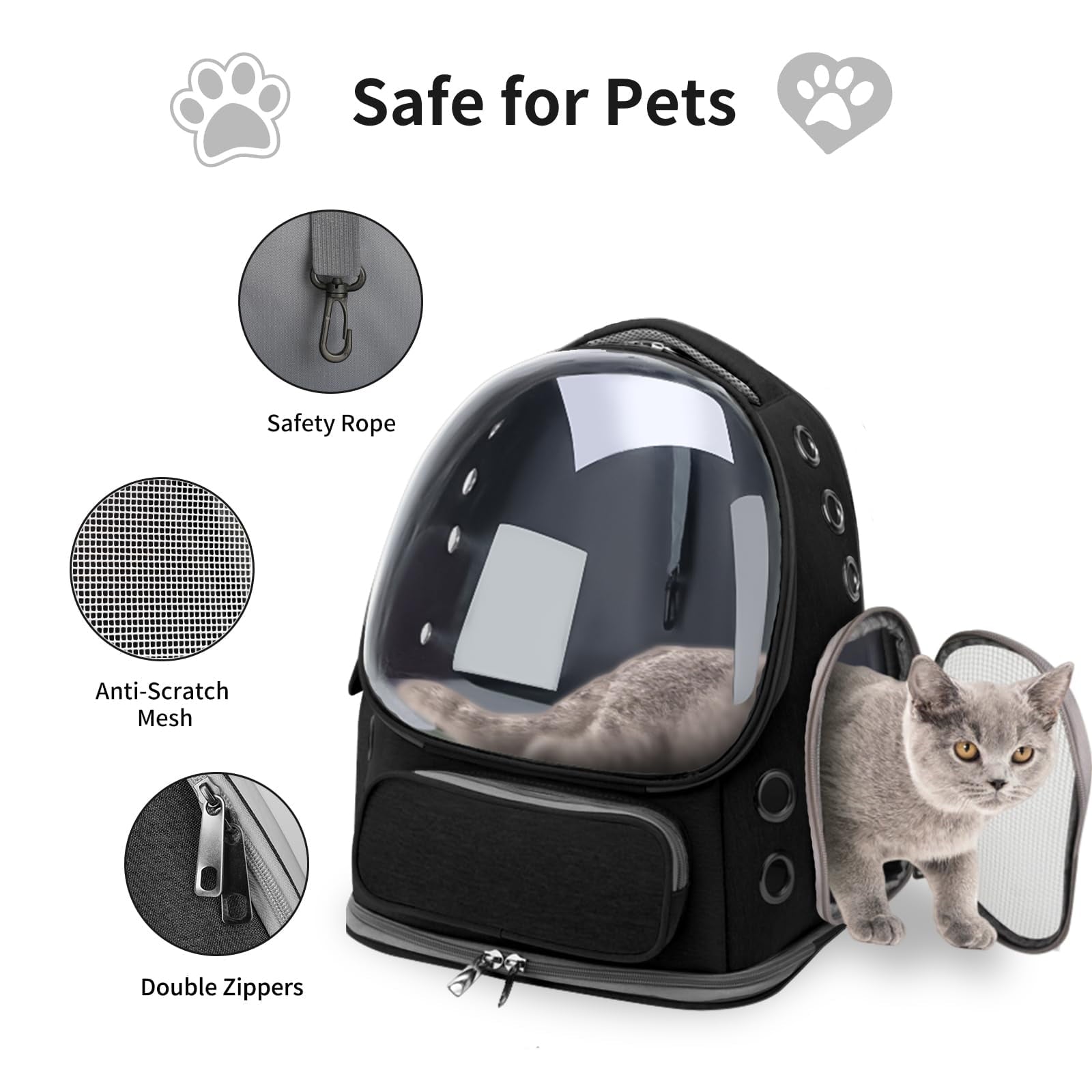 Cat Backpack Carrier for Cats and Small Dogs, Breathable Cat Bubble Backpack, Airline Approved Pet Travel Carrier for Hiking Camping Outdoor