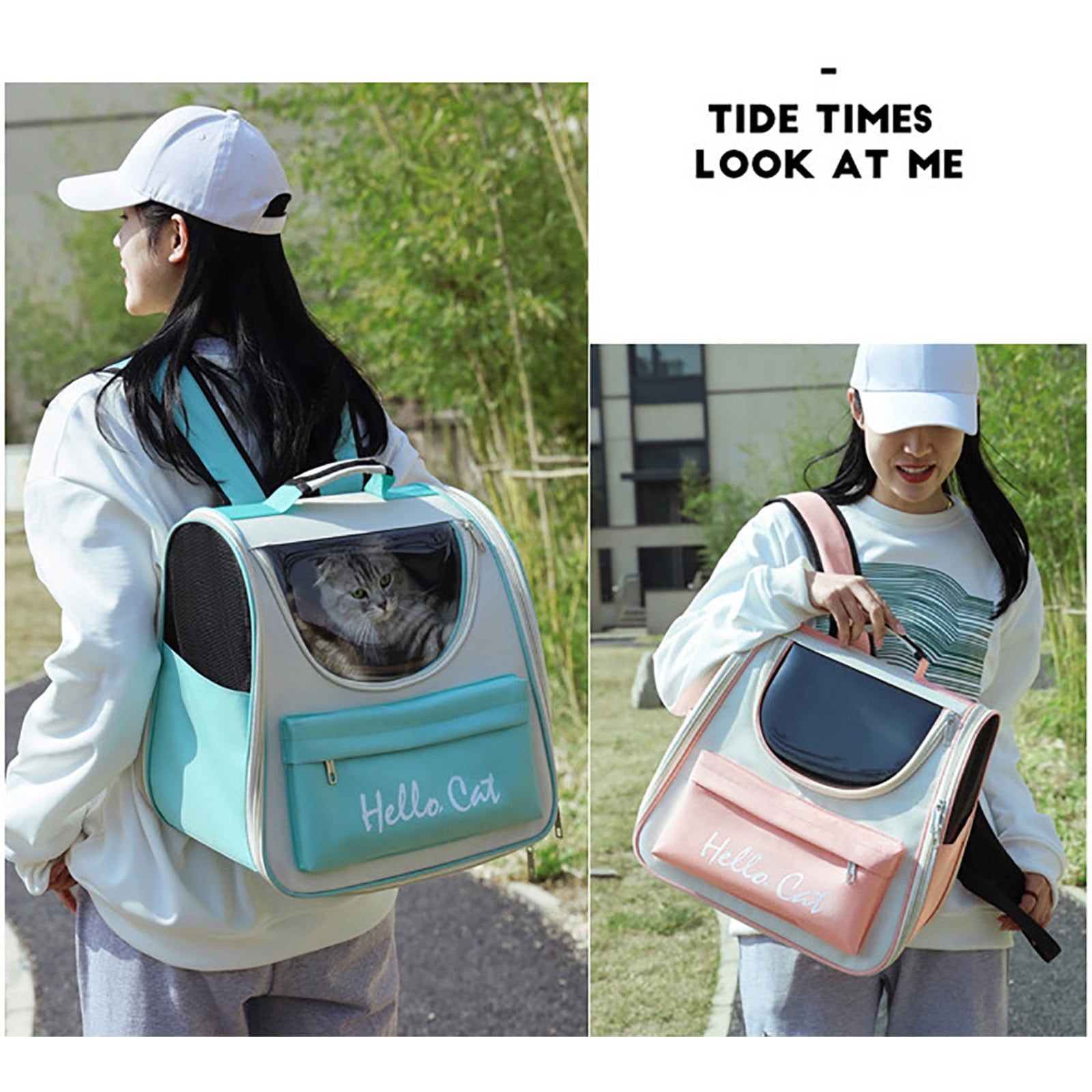 Cat Backpack Carrier, Collapsible Soft Pet Carrier, for Medium Small Dog Cat Puppy Kitten Bunny, Ventilated Mesh Dog Travel Backpack for Outdoor Bike Hiking Camping