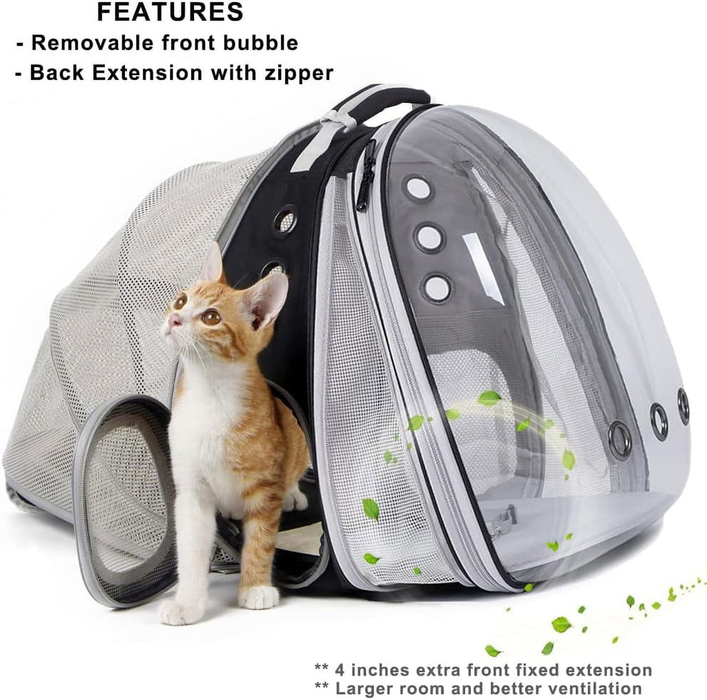 Halinfer Dual Expandable Cat Backpack Carrier, Fit up to 20 lbs, Expandable Pet Carrier Backpack for Large Fat Cat and Small Puppy
