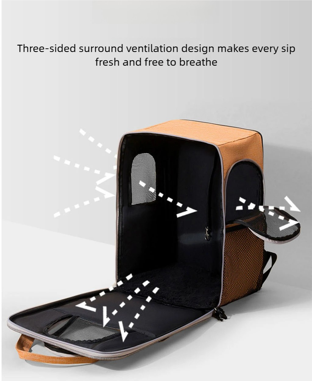 Large Capacity Pet Backpack for Cats & Small Dogs, Ventilated Travel Carrier with Reflective Strip, Foldable Design, 32x22x42cm
