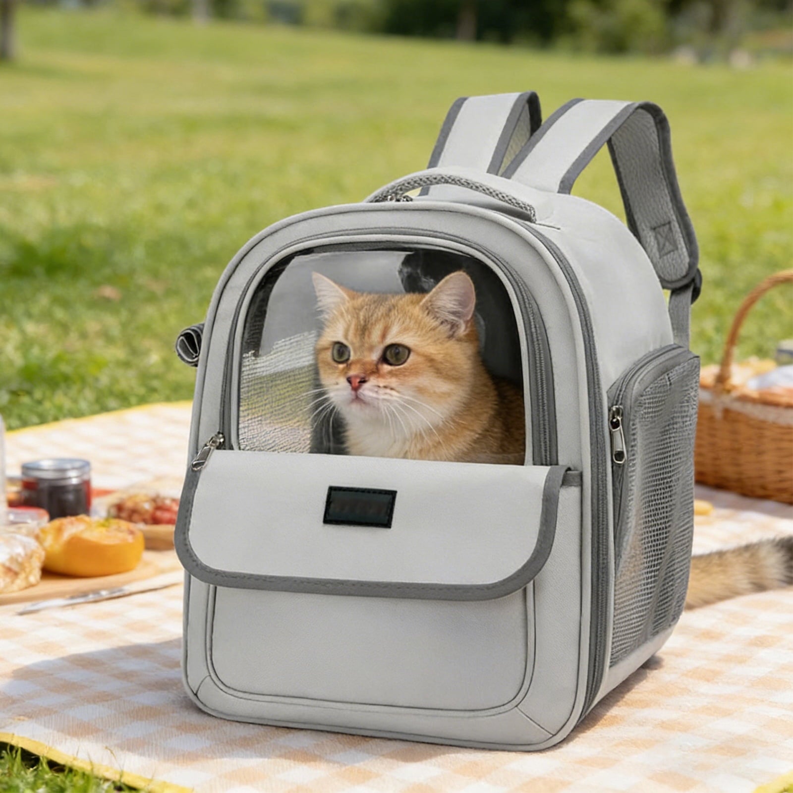 Pet Carrier for Cats and Small Dogs – Breathable Mesh Backpack with Large Opening, Multiple Pockets, Handheld & Backpack Style, 18L Capacity