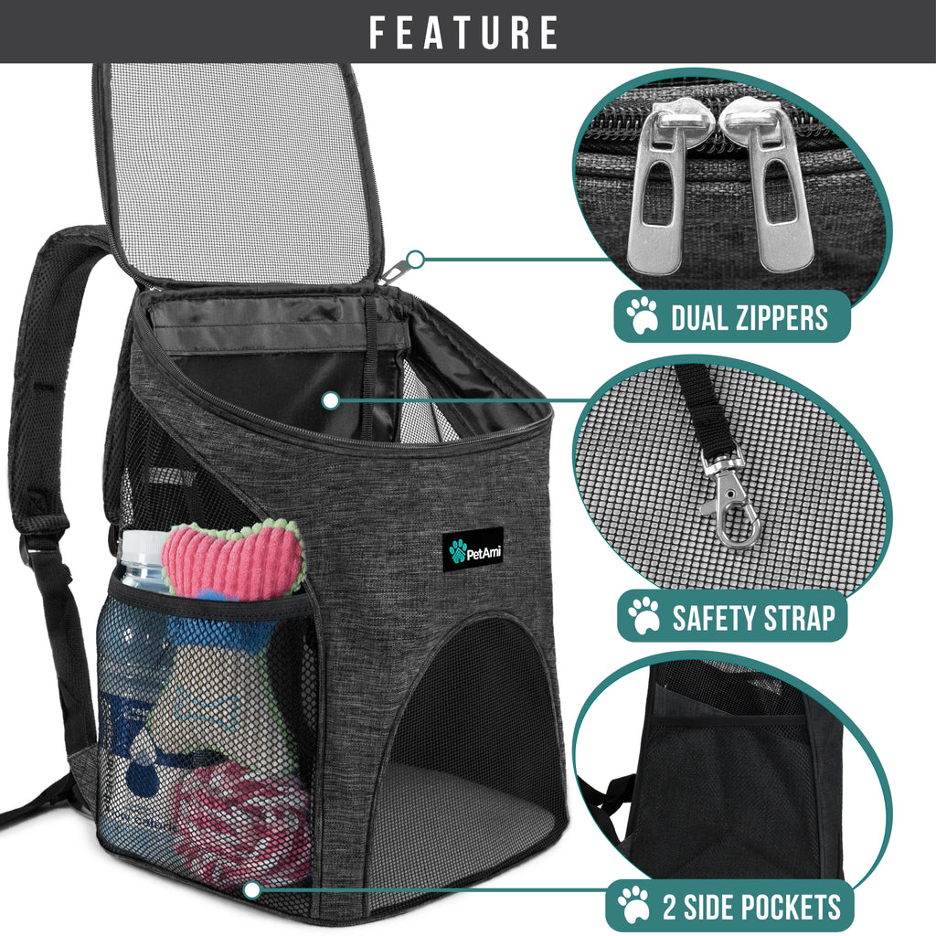 PetAmi Premium Pet Carrier Backpack, Charcoal Gray