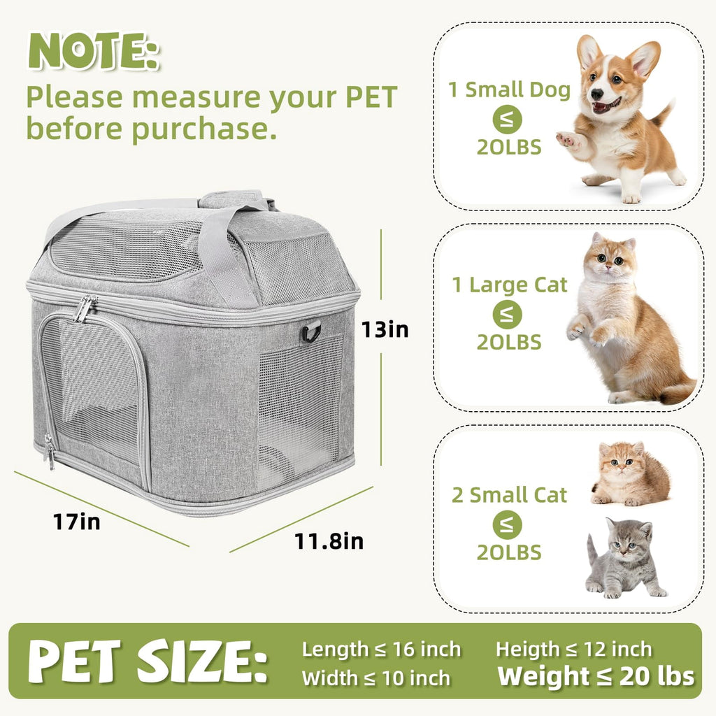 Premium Cat Carrier for Pets Up to 20 Lbs, Cat Travel Bag Soft-Sided Backpack Pet Carriers with Padded Shoulder Strap, Dog Carrier for Small Dogs Puppy Carry Airline Approved