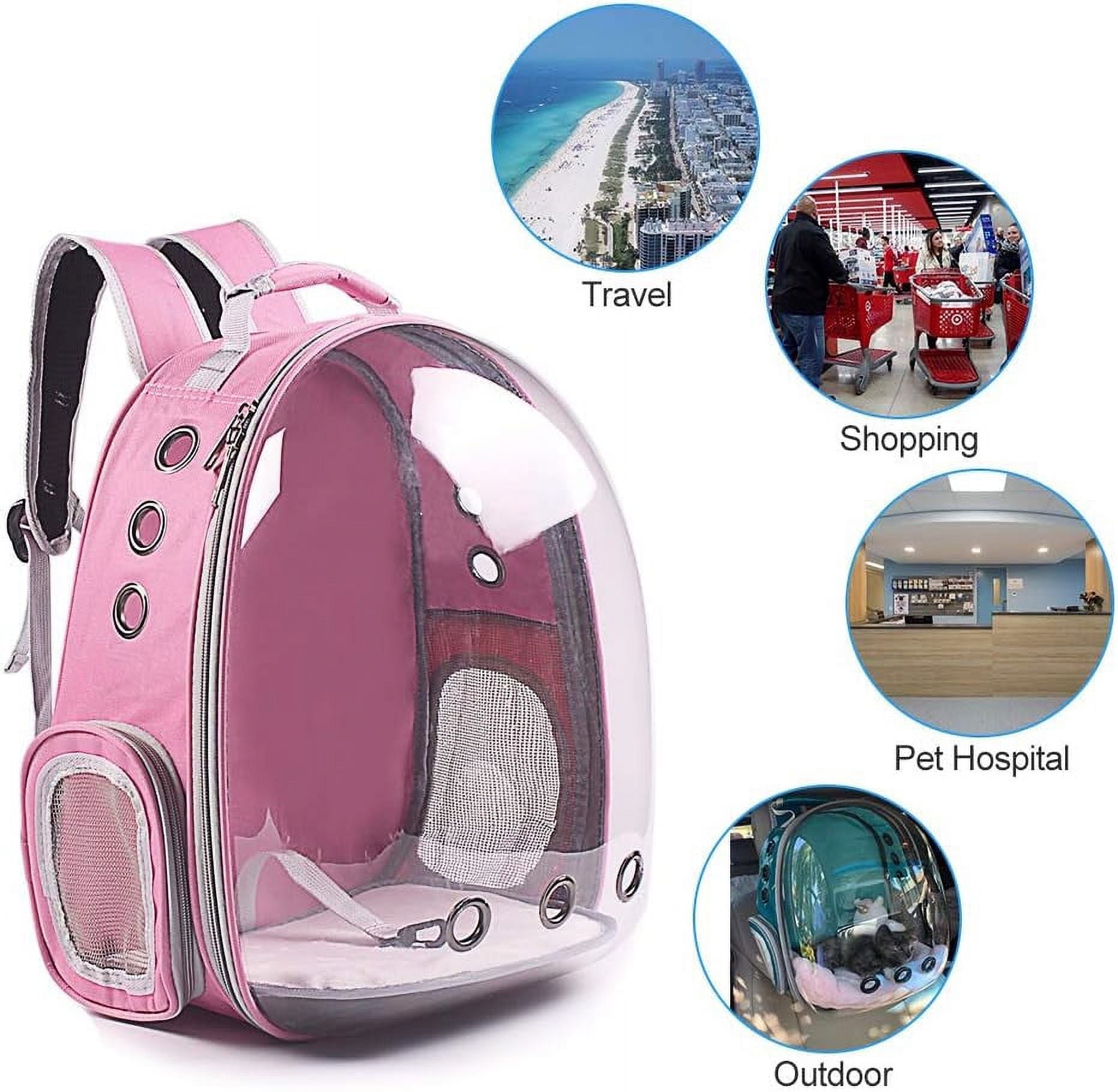 Pet Carrier, Cat/Dog Bubble Backpack, Pet Travel Bag, Small Space Pet Capsule Knapsack, Airline-Approved Ventilate Transparent Capsule Backpack for Hiking and Outdoor Use (Pink)