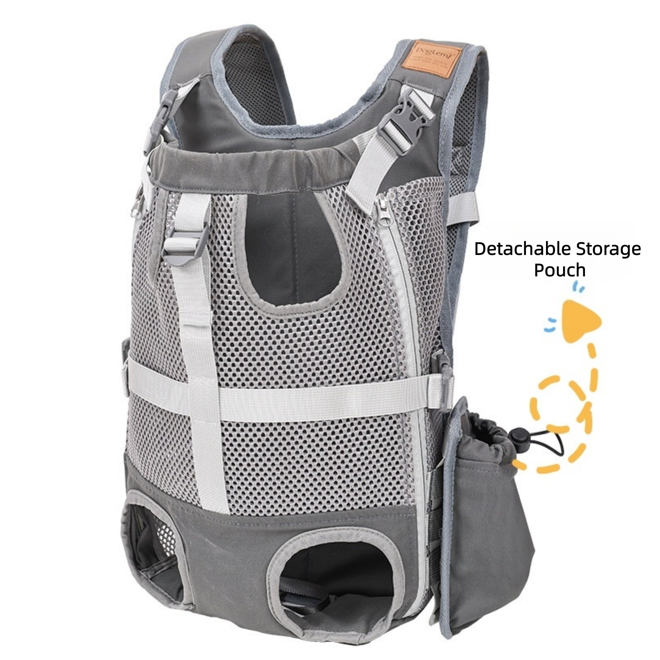 Newborn Brand Pet Carrier Backpack for Small Dogs Cats, Front and Back Carry Travel Bag, Breathable Mesh Puppy Backpack for Hiking Camping Biking with Storage Pouch,Gray,16.5 X 13.4 X 5 Inch