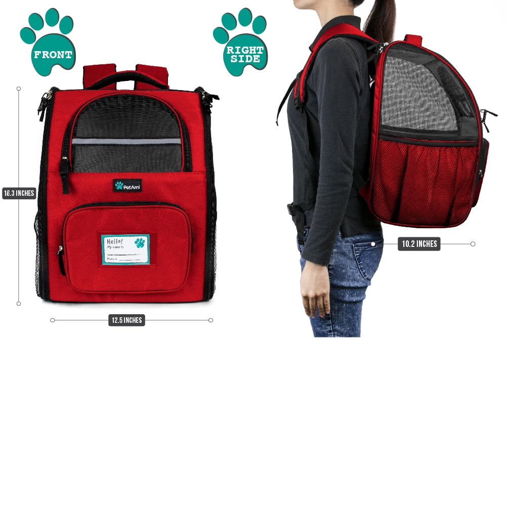 PetAmi Deluxe Pet Carrier Backpack, Red