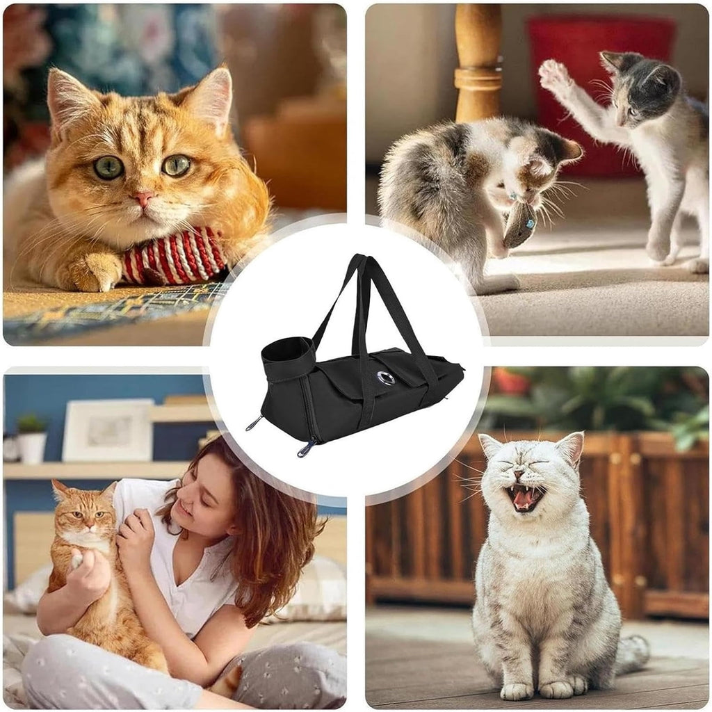 hulanddfd Pet Dog Carrier Backpack, Cats Nail Clipping Cleaning Grooming Restraint Bag with Nylon Anti-Scratch Layer Foldable Travel Carrier for Pets