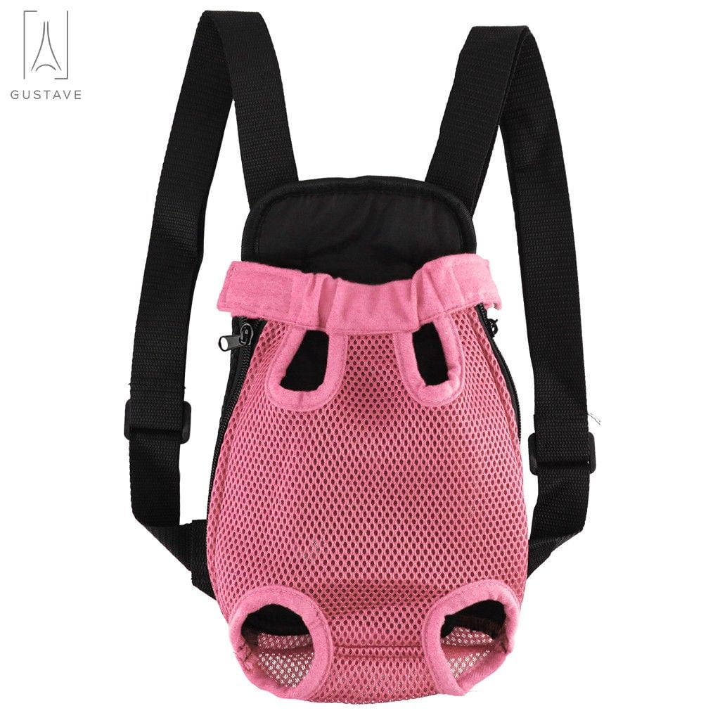 Gustave Pet Carrier Backpack Adjustable Straps, Legs Out, Pet Front Cat Dog Mesh Carrier Backpack Travel Bag for Small and Medium Dogs and Cats "Pink, L"