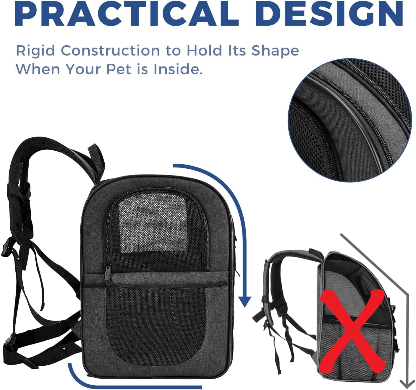 DZMDZM Dog & Cat Carrier Backpack for Large/Small Pets-Ventilated Safe Design with Padded Back Support,Portable and Foldable Pet Carrier Backpacks,Outdoor Travel Breathable Mesh Pet Backpack (Black)