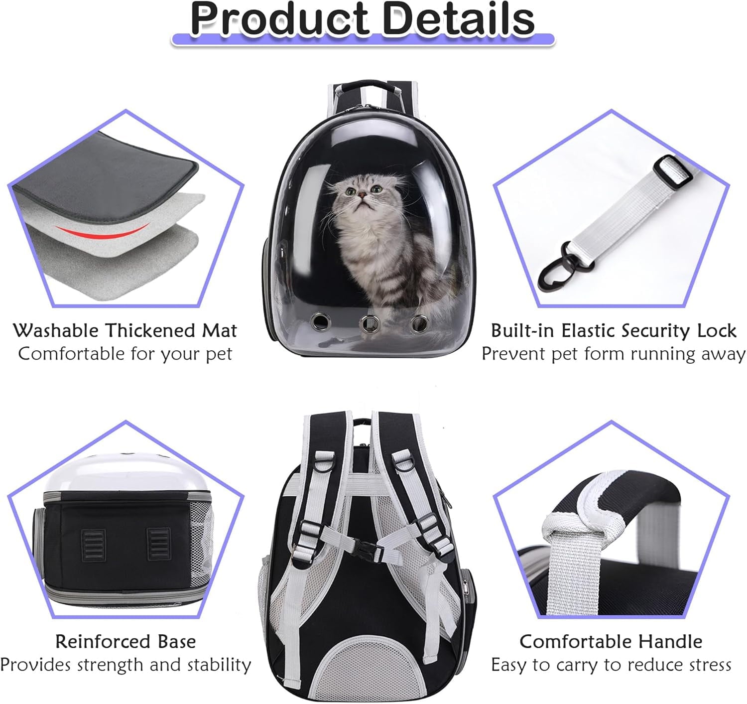 Expandable Cat Backpack Carrier, Airline Approved Pet Travel Bubble Backpack for Large Cats up to 20 lbs, Small Dogs and Kittens