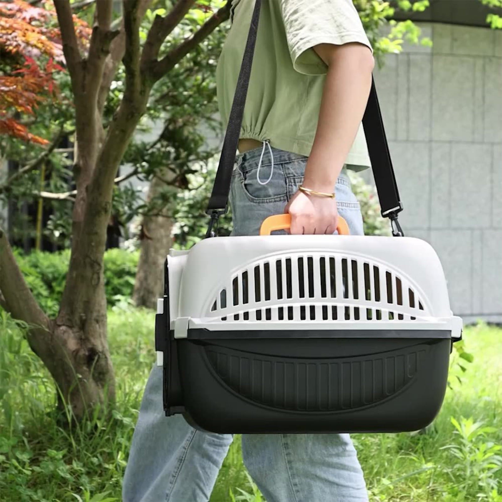Large Pet Travel Carrier, Airline Approved Cat Dog Backpack, Scratch-Resistant Plastic with Ventilated Mesh, Comfortable Portable Pet Carrier for Car Travel Hiking, Secure Locking Doors