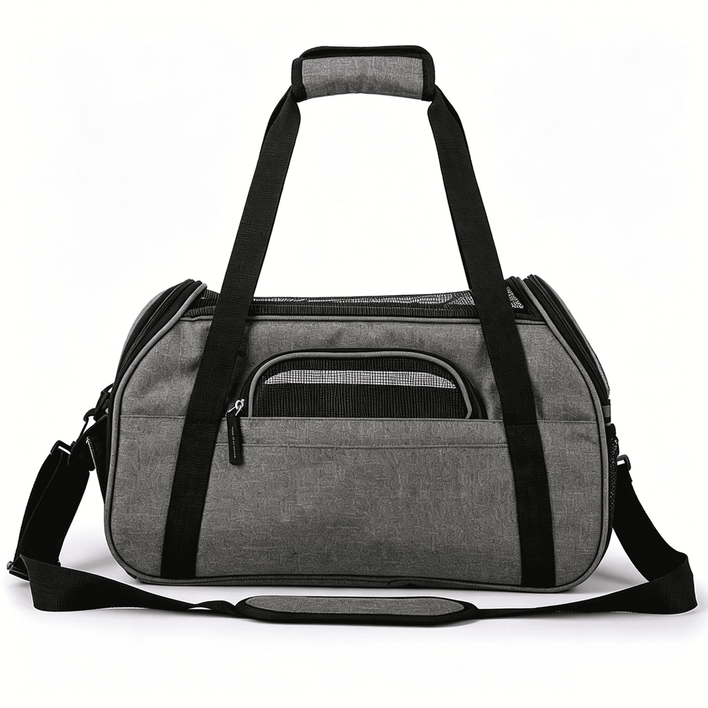 Pet Carrier Backpack, Holds up to 11 lbs, Travel Bag & Soft-Sided Crate for Small Dogs & Cats, Expandable with 5-Side Ventilation, Removable Pad & Luggage Strap, Gray，17"×9"×11"