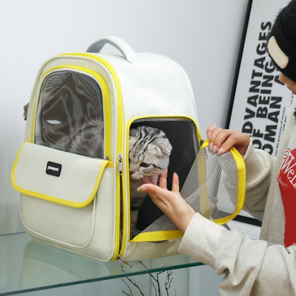 Cat Backpack Carrier, Pet Backpack for Cats and Puppies, Hiking, and Outdoor Adventures, Grey