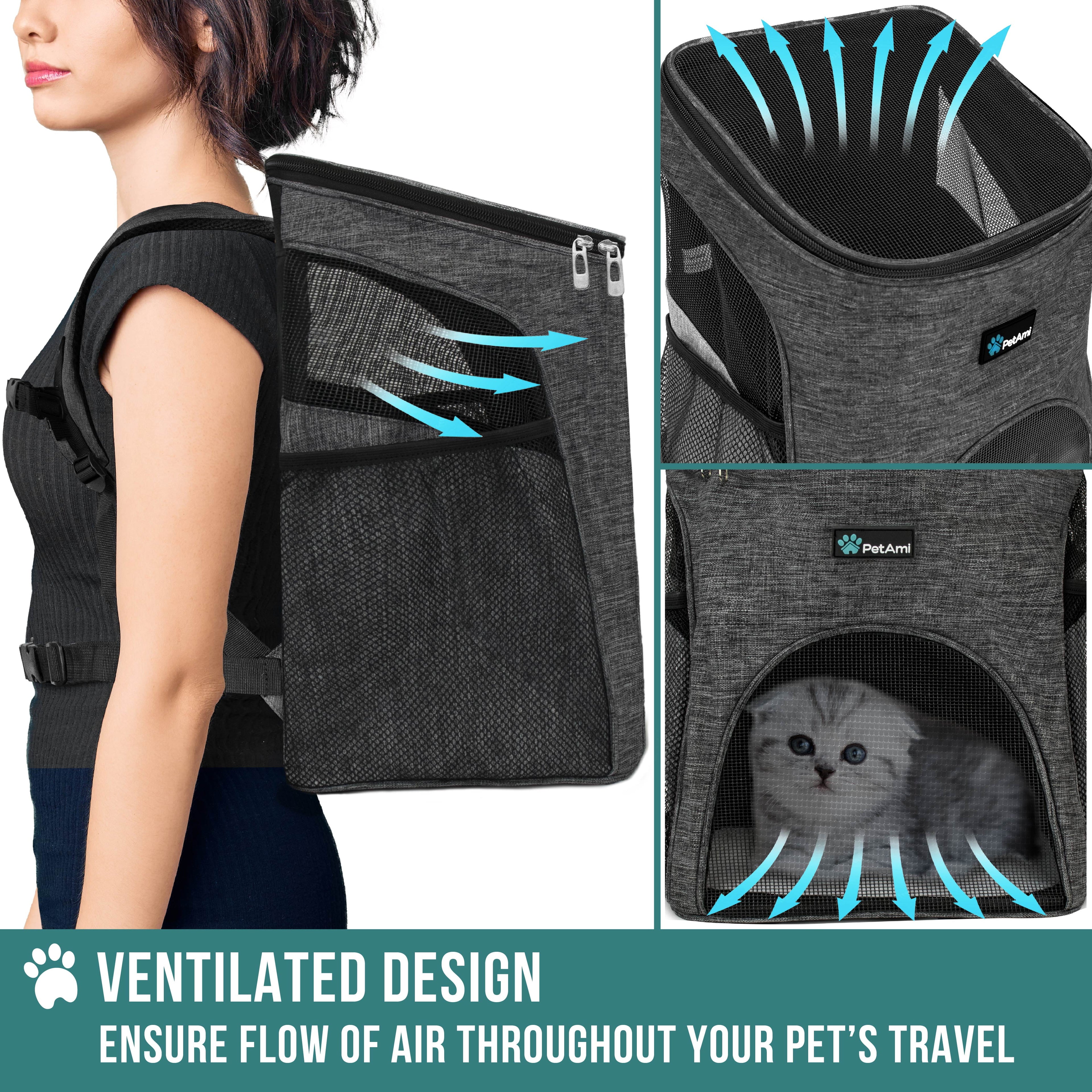 PetAmi Premium Pet Carrier Backpack, Charcoal Gray