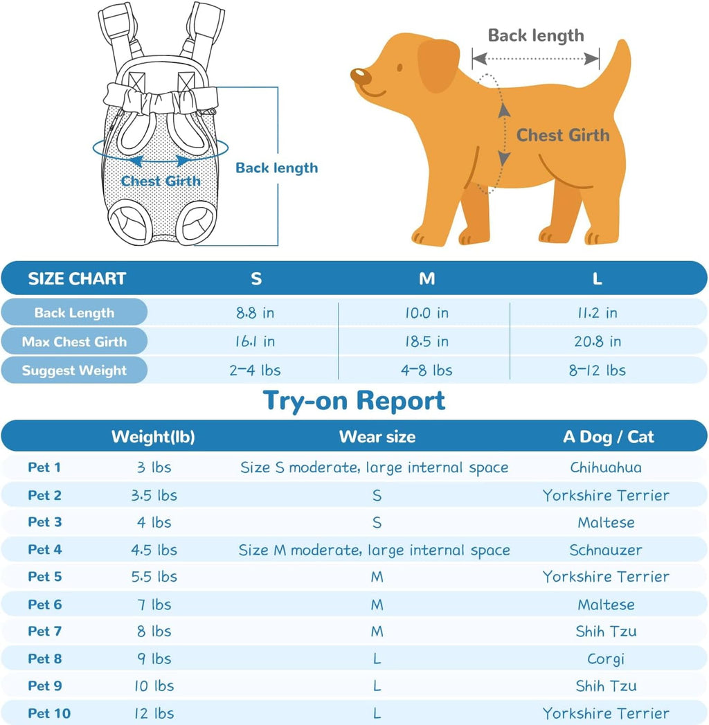 Pet Dog Carrier Backpack Adjustable Dog Front Carrier, Legs Out Easy-Fit Dog Travel Backpack Carrier for Hiking Camping for Small Medium Dogs Cats and Rabbit (Small (Pack of 1), A-Black)