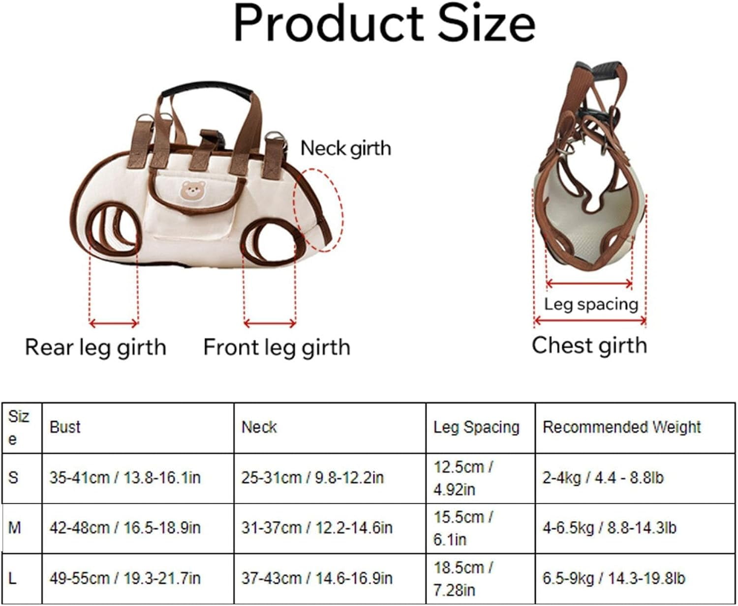 Crossbody Pet Carrier Harness, Adjustable Pet Backpack, 3 in 1 Multifunctional Portable Dog Carrier with Small Puppy Treat Bag, for Dogs of Different Weights (Black, Small)