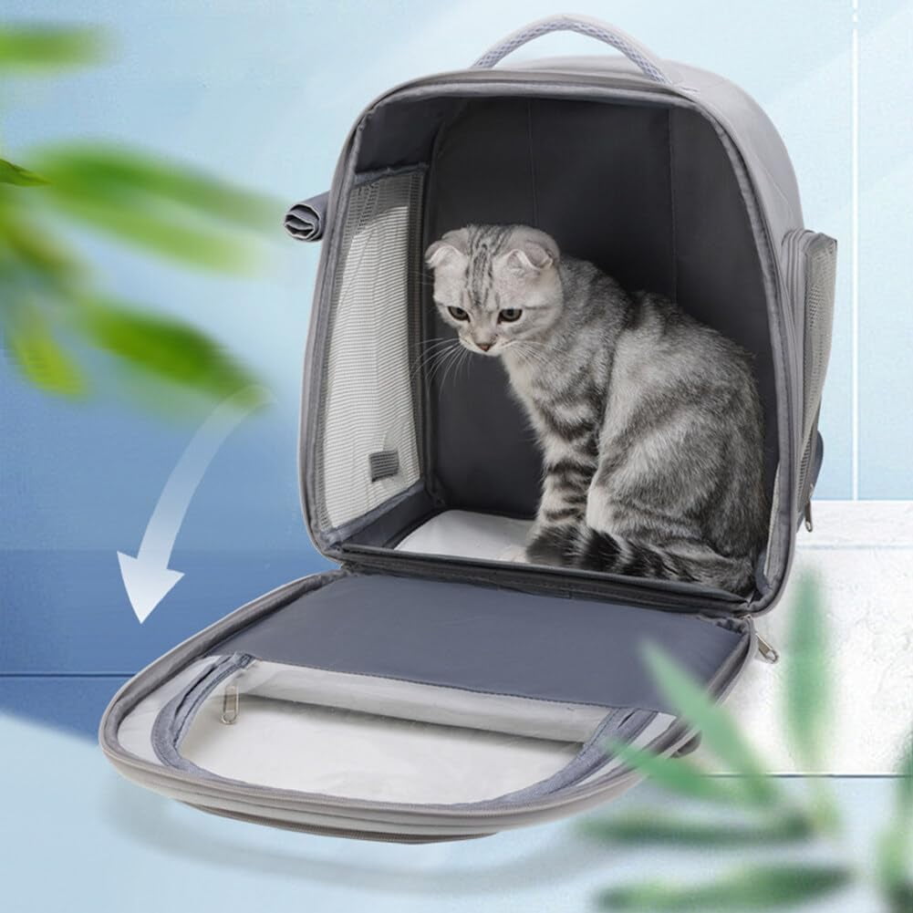 Cat Backpack Carrier, Pet Backpack for Cats and Puppies, Hiking, and Outdoor Adventures, Grey