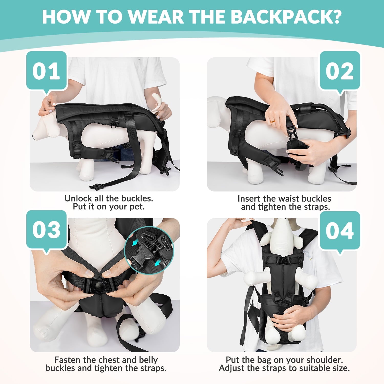 AUTOWT Pet Carrier Backpack - Breathable & Adjustable Design for Small Medium Dogs, Suitable for Outdoors