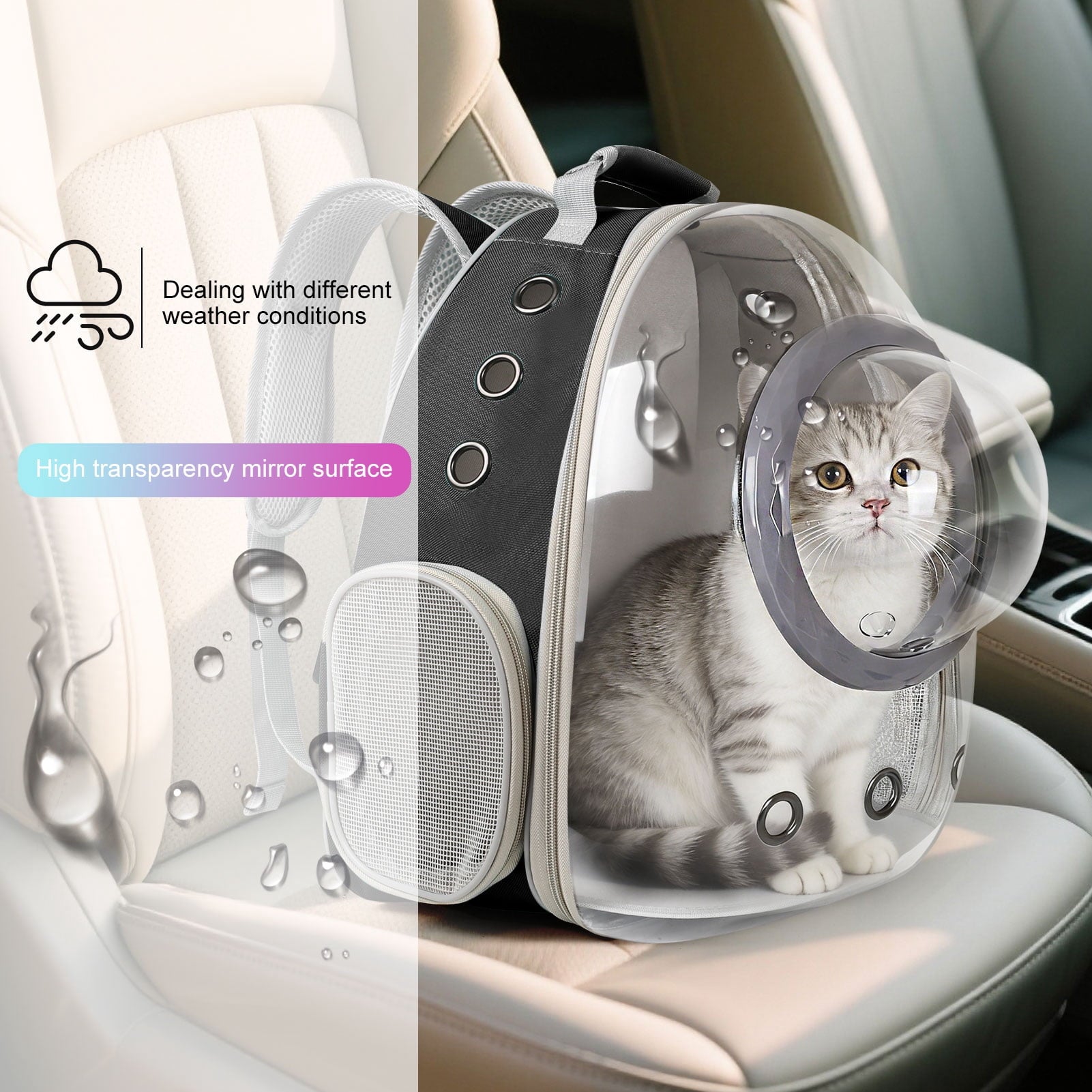 Space Capsule Bubble Dome Pet Carrier Backpack with Extra Soft Pillow, 12 lb Limit