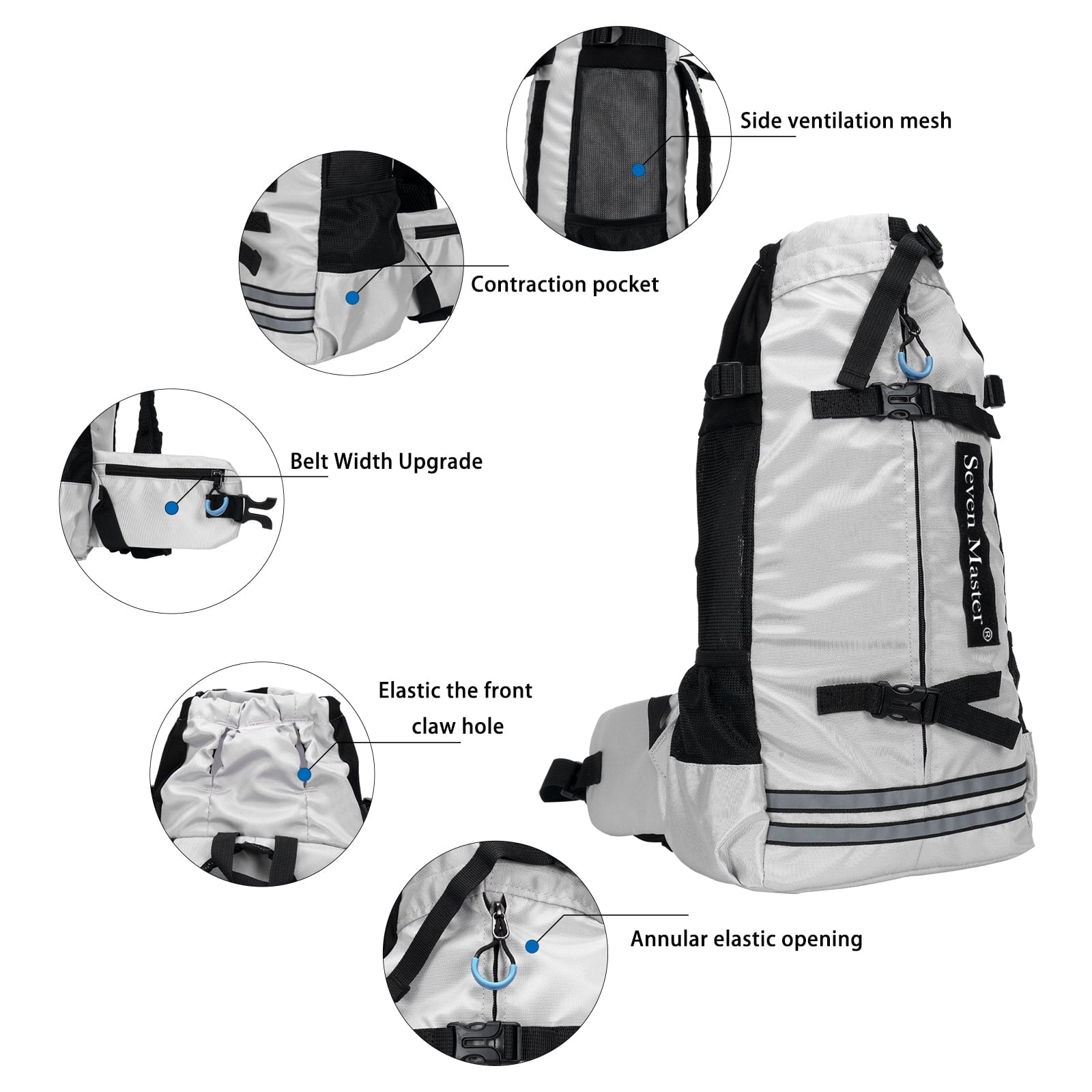 Seven Master Pet Dog Carrier Dog Backpack for Most and Middle Pet Dog, Front-Facing Adjustable Dog Carrier with Wide Shoulder Pads, Easy-fits and Hands-free Pet Puppy Backpack Carrier for Hiking,Trav