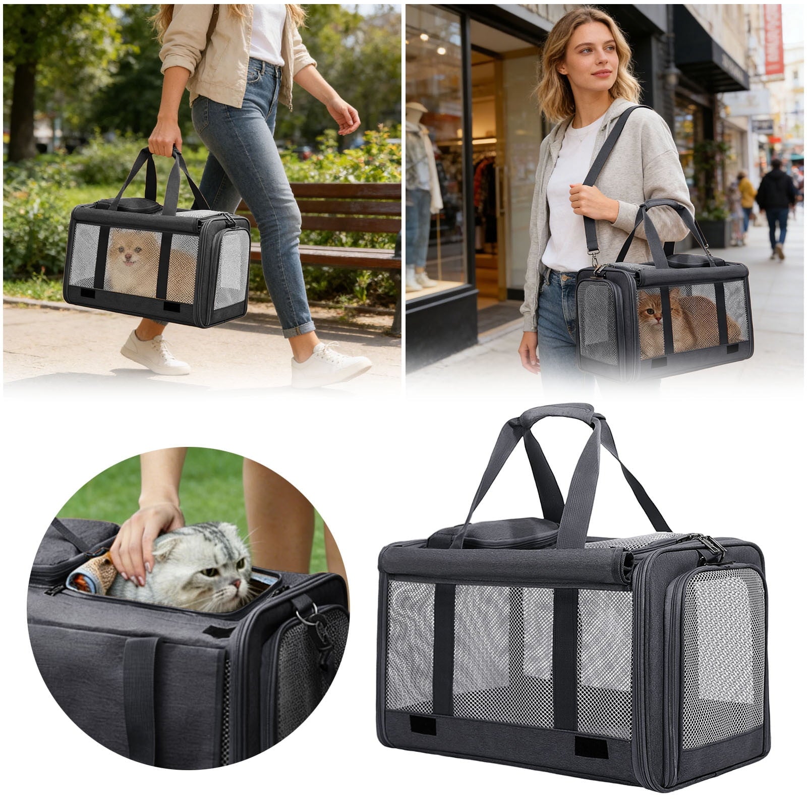 Versatile Pet Backpack for Secure Cat and Small Dog Travel with Convenient Storage Compartments