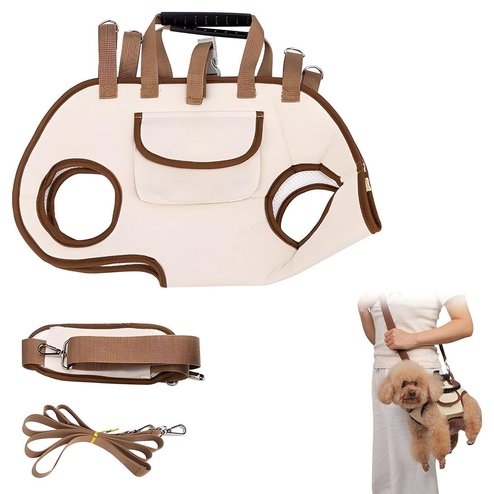 Portable Pet Carrier Backpacks Hand and Shoulder Carry Built in Safety Leash and Breathable for Comfortable Dog Travel