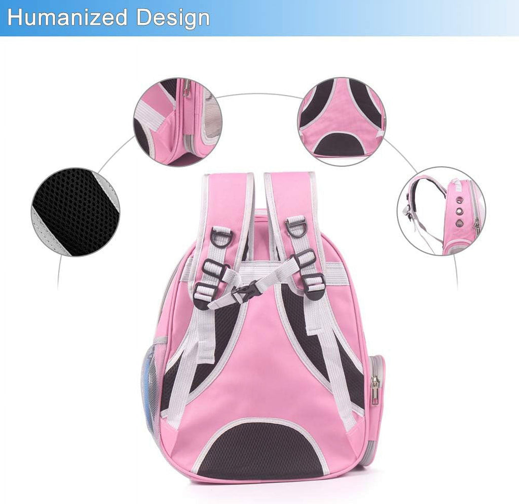 Pet Carrier, Cat/Dog Bubble Backpack, Pet Travel Bag, Small Space Pet Capsule Knapsack, Airline-Approved Ventilate Transparent Capsule Backpack for Hiking and Outdoor Use (Pink)