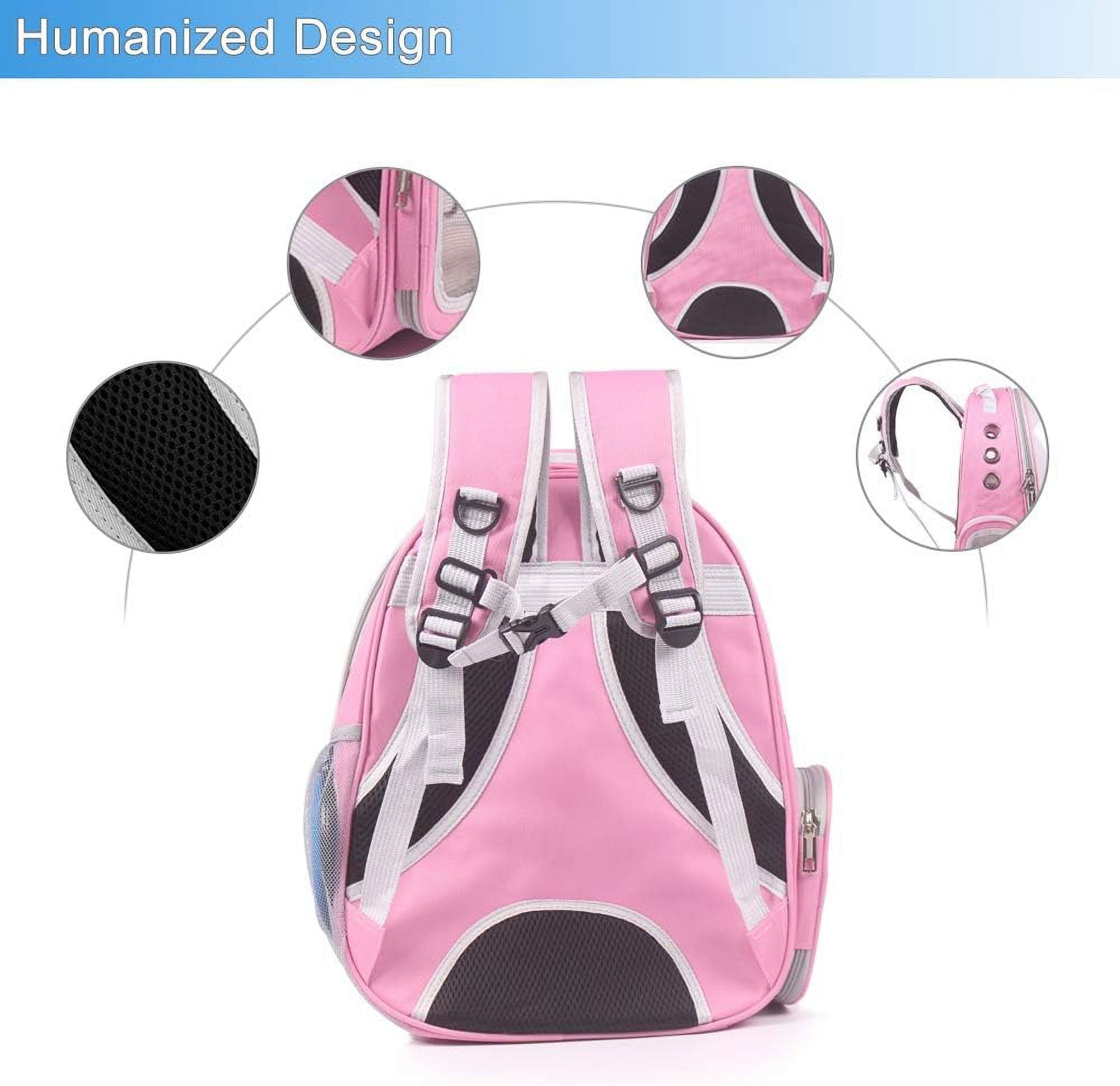 Pet Carrier, Cat/Dog Bubble Backpack, Pet Travel Bag, Small Space Pet Capsule Knapsack, Airline-Approved Ventilate Transparent Capsule Backpack for Hiking and Outdoor Use (Pink)