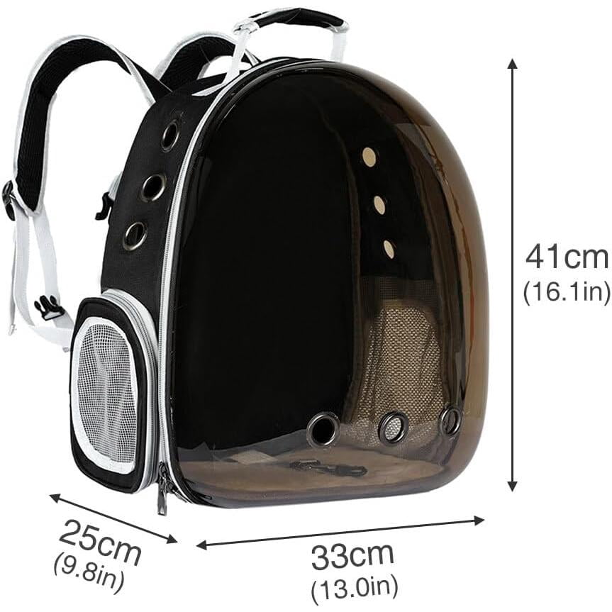 Transparent Bubble Pet Carrier Backpack, Airline-Approved for Cats and Puppies, Designed for Travel, Hiking, and Outdoor Adventures Black