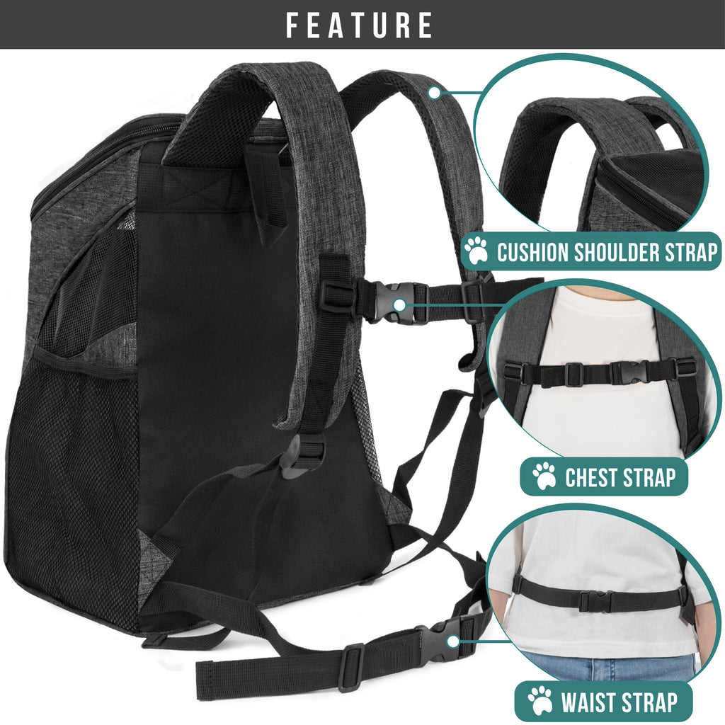 PetAmi Premium Pet Carrier Backpack, Charcoal Gray