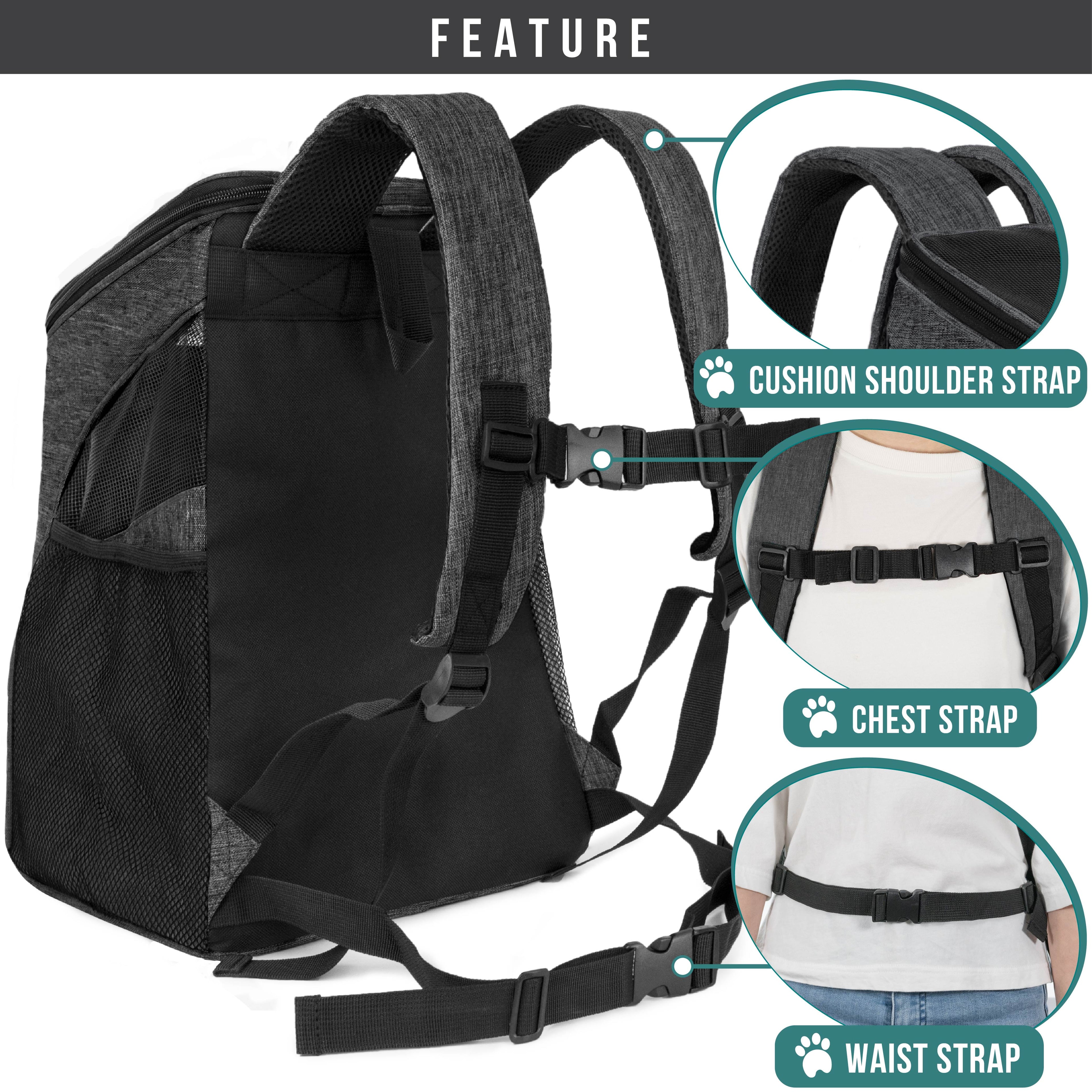 PetAmi Premium Pet Carrier Backpack, Charcoal Gray