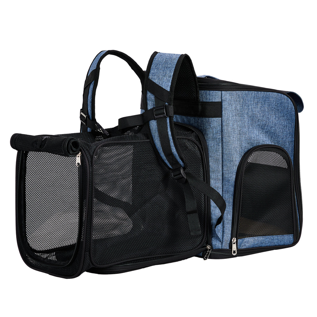 Expandable Pet Backpack Carrier - Breathable Mesh Travel Bag for Cats & Small Dogs (Up to 26 lbs) with Back Extension