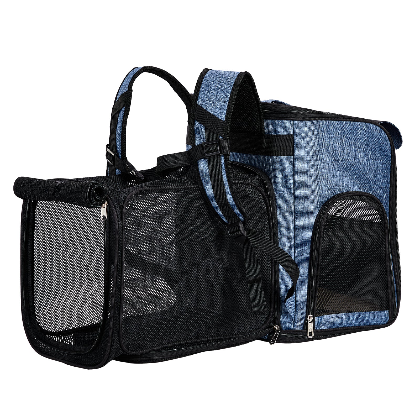 Expandable Pet Backpack Carrier - Breathable Mesh Travel Bag for Cats & Small Dogs (Up to 26 lbs) with Back Extension