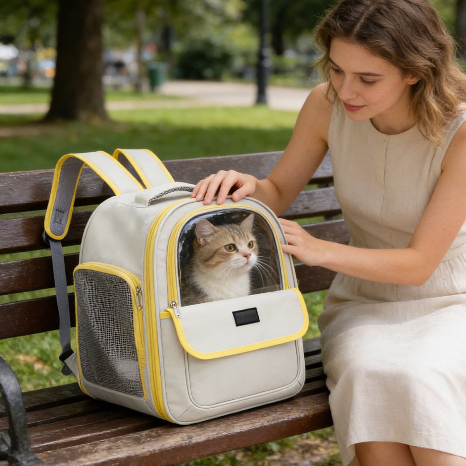 Pet Carrier for Cats and Small Dogs – Breathable Mesh Backpack with Large Opening, Multiple Pockets, Handheld & Backpack Style, 18L Capacity