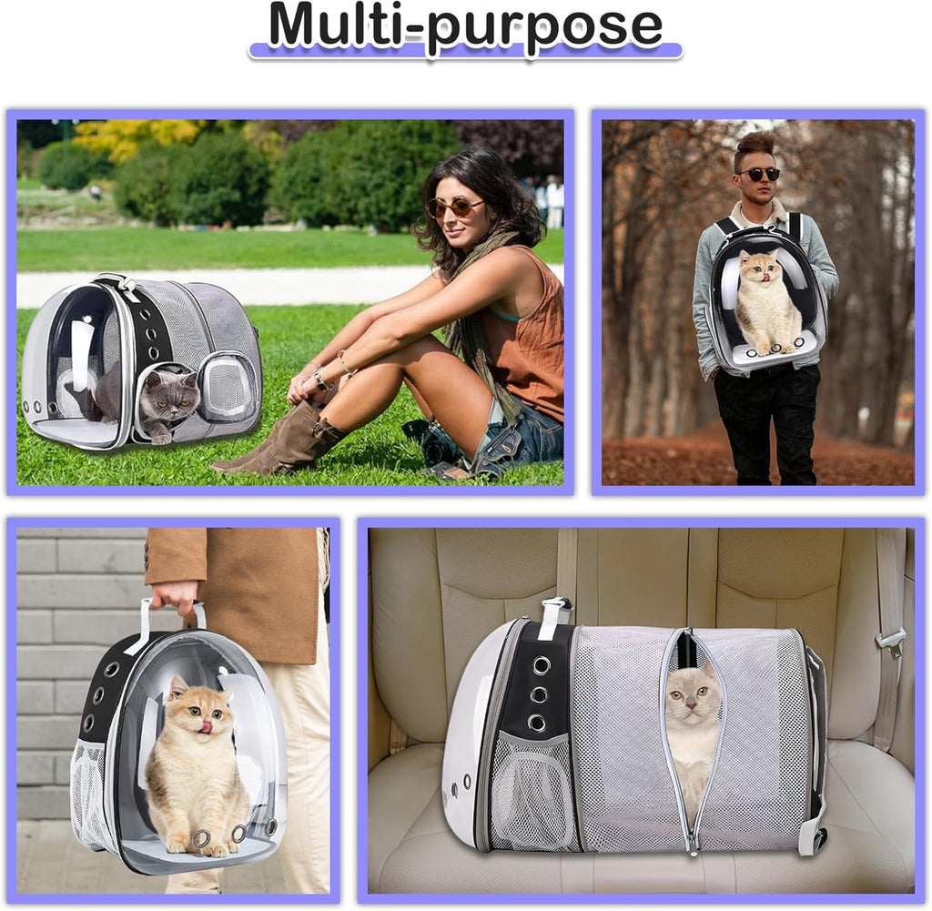 Expandable Cat Backpack Carrier, Airline Approved Pet Travel Bubble Backpack for Large Cats up to 20 lbs, Small Dogs and Kittens