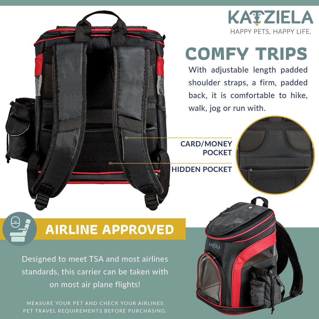 Katziela Pet Carrier Backpack, Red