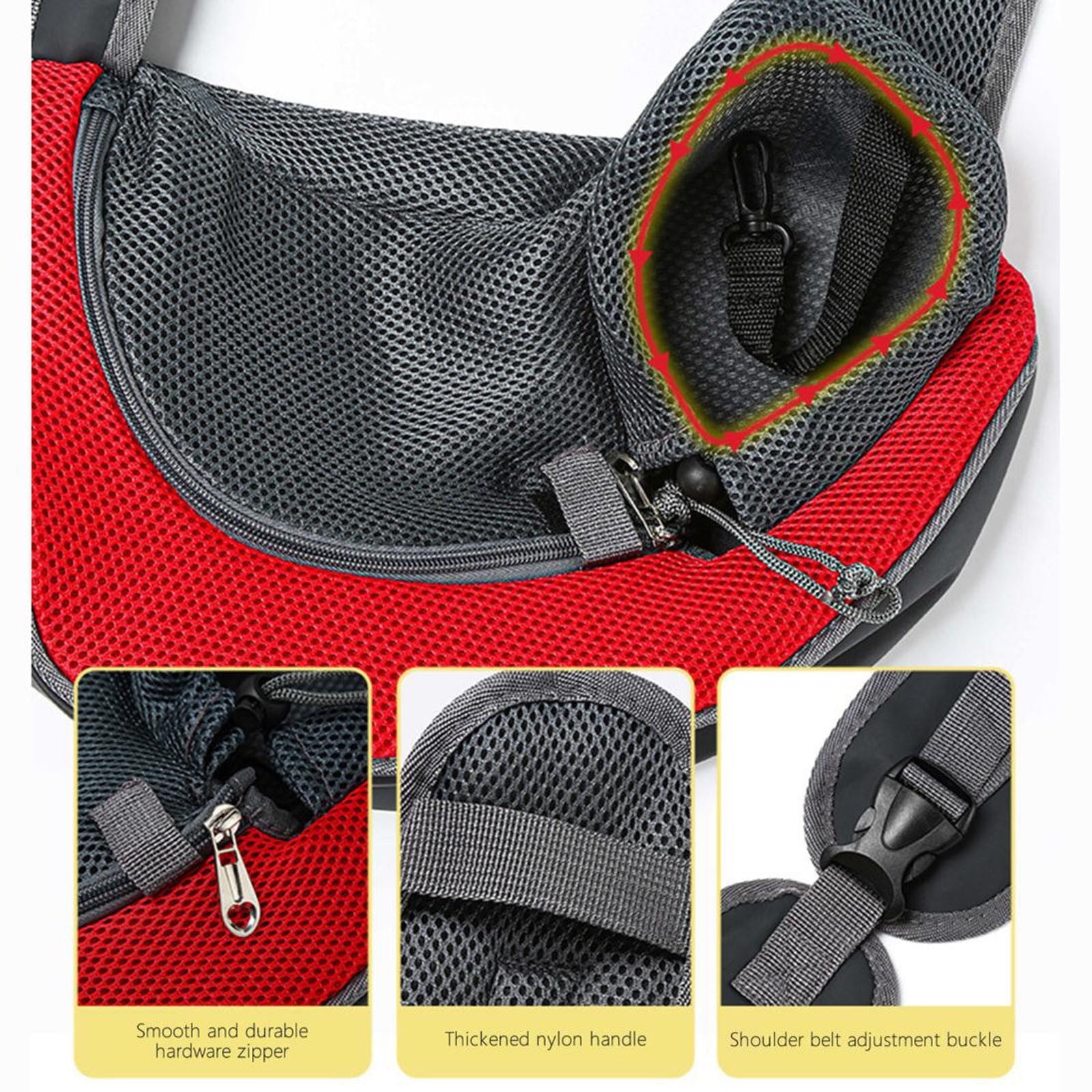 Pet Dog Sling Carrier 0-5 lbs, Pet Backpack, Drawstring Dog Papoose with Adjustable Strap, Breathable Mesh Bag for Puppy Cat, Crossbody Satchel Dog Purse for Outdoor Travel Walking