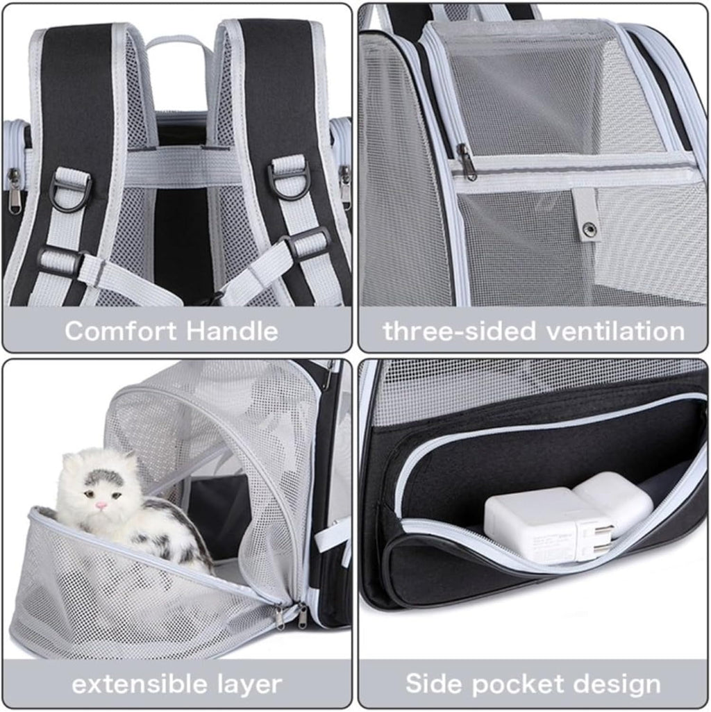 Expandable Pet Carrier Backpack for Cats & Small Dogs – Airline Approved, Breathable Mesh Design, Foldable Travel Bag for Hiking, Camping & Daily Use
