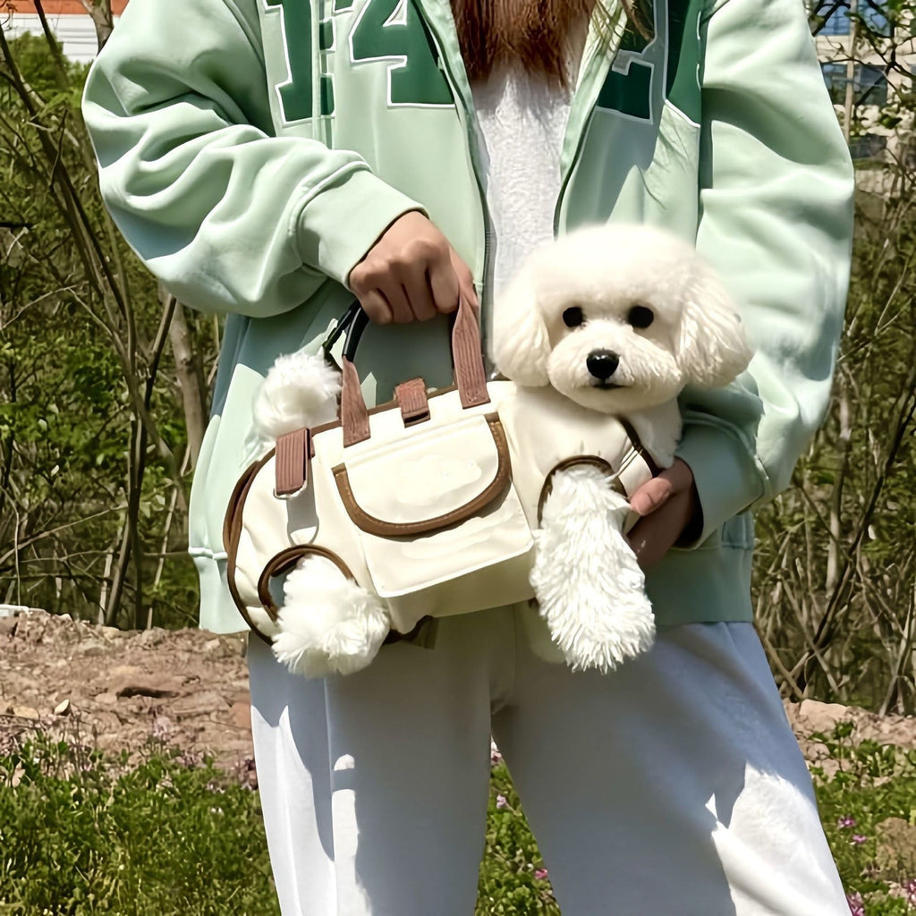Pet Carrier Backpack,Hands Free Dog and Cat Carrier with Leash Attachment,Crossbody and Handheld for Travel, Hiking, and Vet Visits,Breathable Mesh, Lightweight，Beige