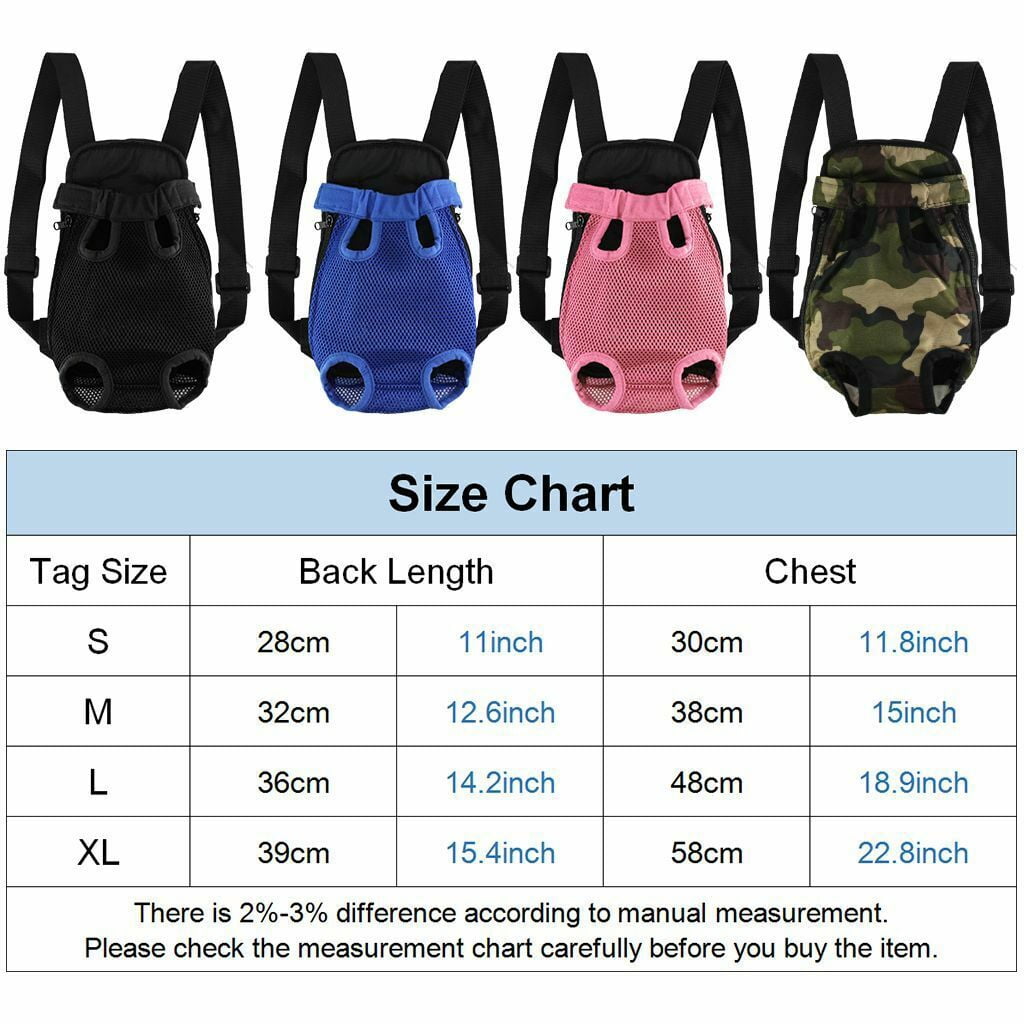 Fron Pouch Dog Carrier, Wide Straps with Shoulder Pads, Adjustable and Legs Out Pet Backpack Carrier(White Stripe/M)