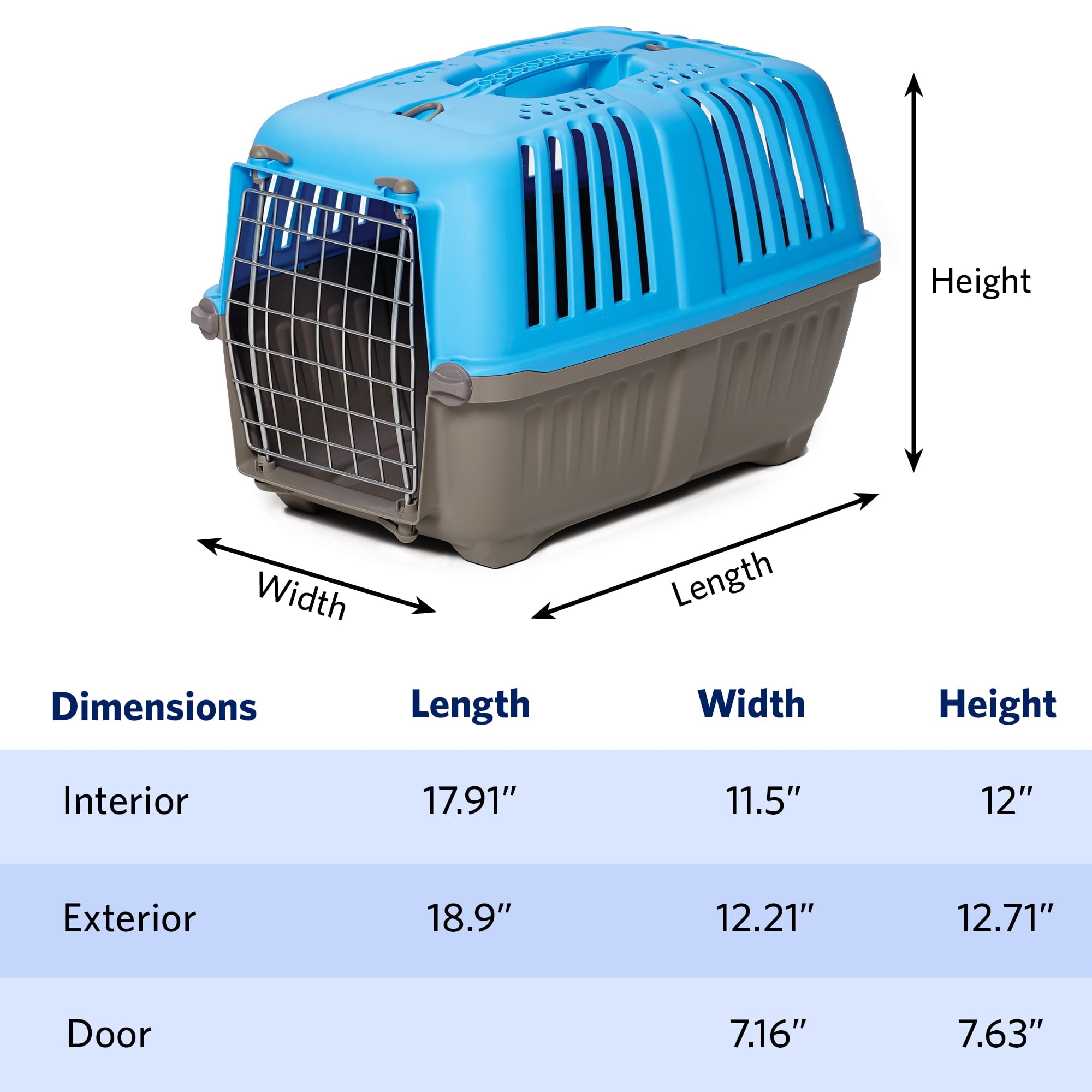 MidWest Homes for Pets 19 inch Spree Travel Pet Carrier for Dog or Cat with Steel Door, Blue