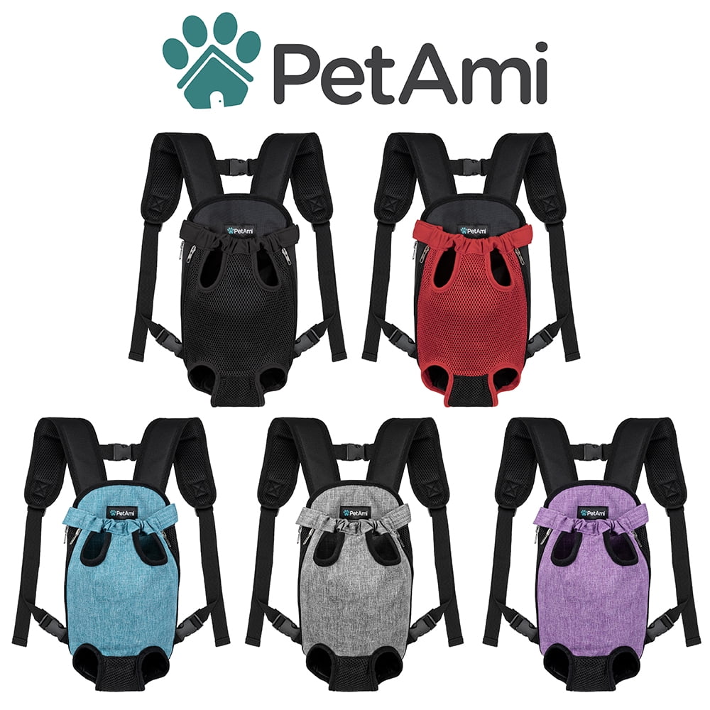 PetAmi Dog Carrier Backpack, Adjustable Dog Pet Cat Front Carrier Backpack | Ventilated Dog Chest Carrier for Hiking Camping Travel, Sling Bag for Small Medium Dog Cat Puppies, Large, 12-16 lbs, Black