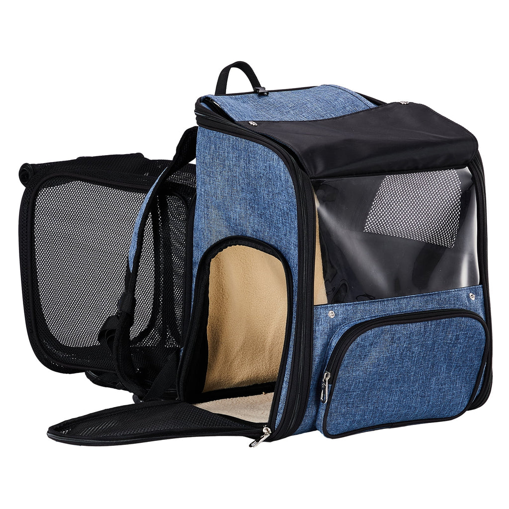 Expandable Pet Backpack Carrier - Breathable Mesh Travel Bag for Cats & Small Dogs (Up to 26 lbs) with Back Extension