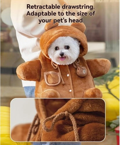 ShadeMart Brown Pet Carrier Backpack, Plush Outing Bag with Cute Bear & Bee Design, Anti-Escape for Cats, Kittens & Small Dogs
