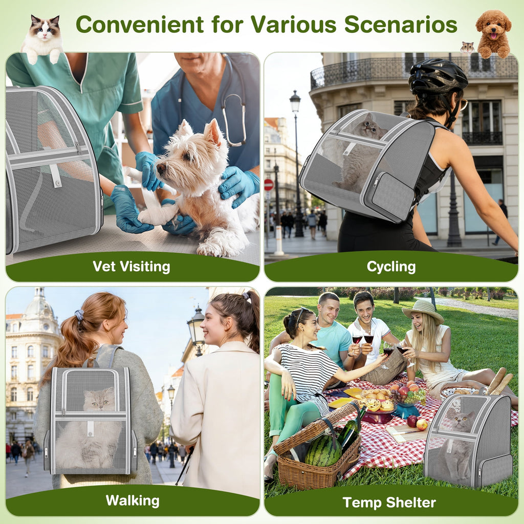 Cat Backpack Carrier Fully Ventilated-Pet Carrier Backpack for Cats and Small Dog Puppies  up to15 lb