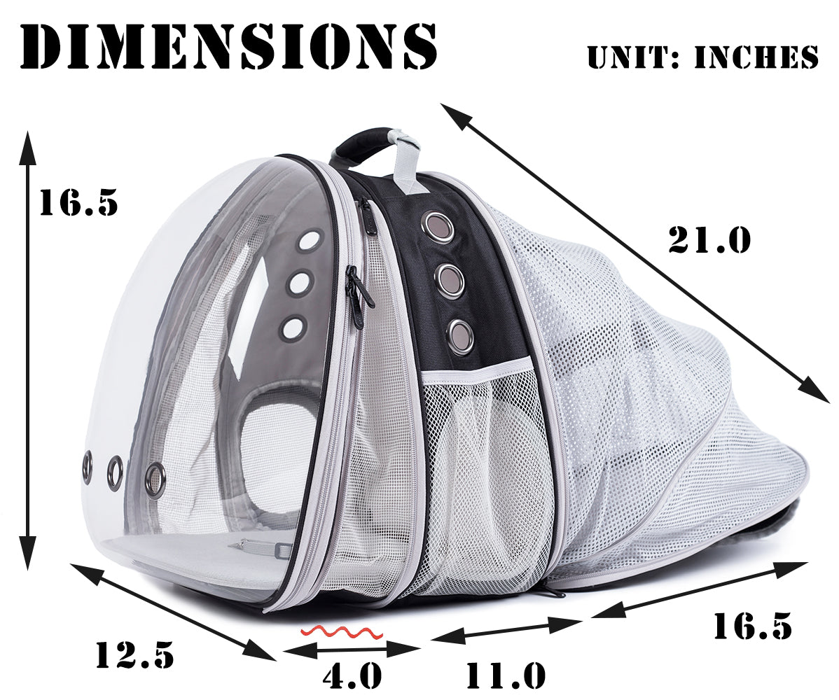 LAIRIES Dual Expandable Cat Backpack Carrier Front & Back Extension Pet Backpack Carrier, Fit up to 20 lbs, Bubble Capsule Dog Backpack Travel, Hiking & Outdoor Backpack