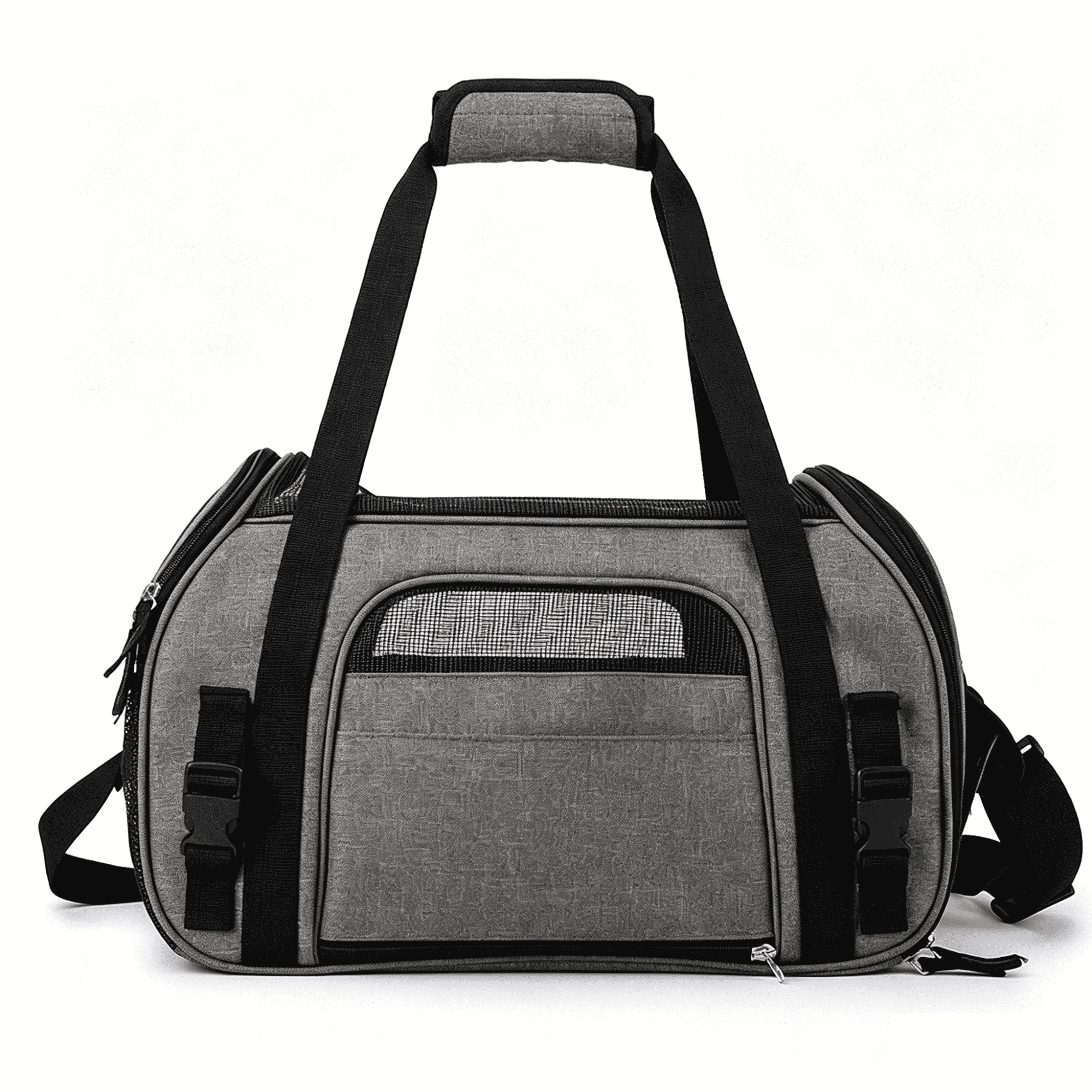 Pet Carrier Backpack, Holds up to 11 lbs, Travel Bag & Soft-Sided Crate for Small Dogs & Cats, Expandable with 5-Side Ventilation, Removable Pad & Luggage Strap, Gray，17"×9"×11"